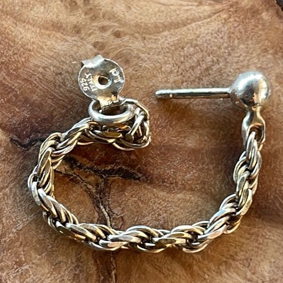 Sterling Silver Drop Rope Chain Earrings - Picture 5 of 8